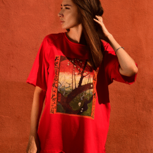 Red van gogh art t-shirt