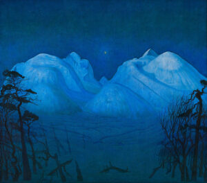 Winter Night in the Mountains Painting by Harald Sohlberg
