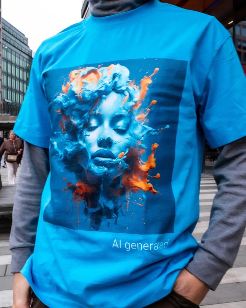 Blue ai art t-shirt