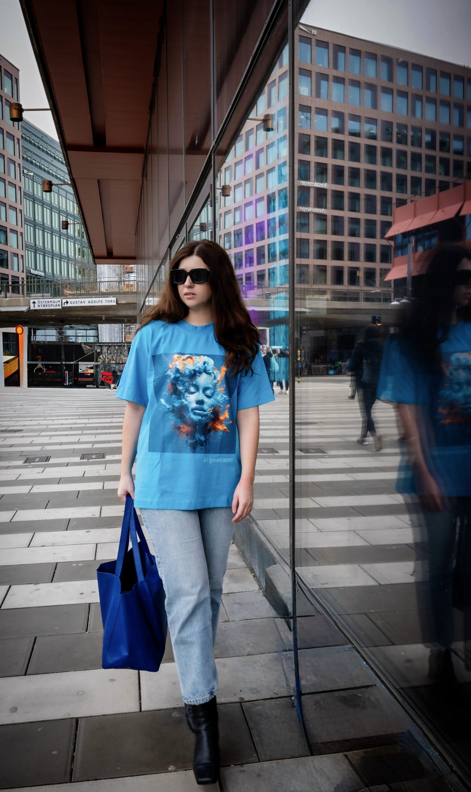 Blue ai art t-shirt